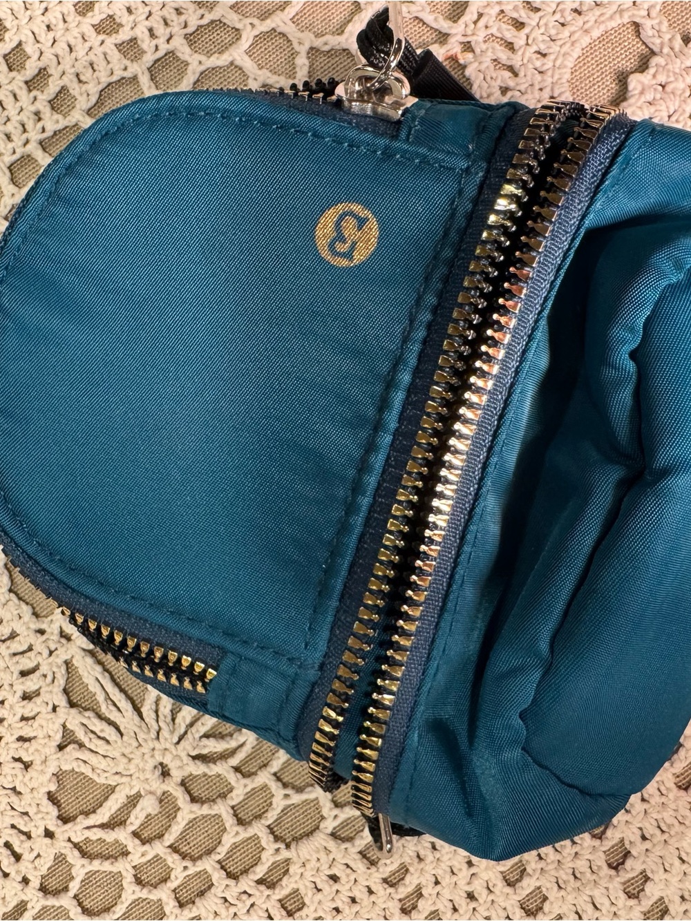 Teal Mini Pouch with Gold Accents